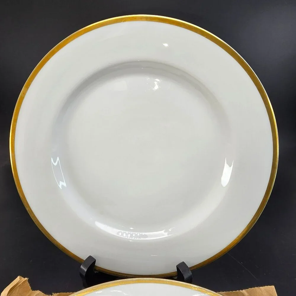 Vintage Turin Bavaria Lunch Plates White With Gold Trim 8.75